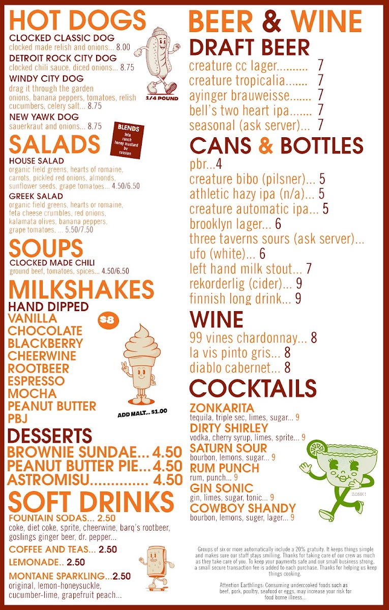 Menu Clocked!diner-1