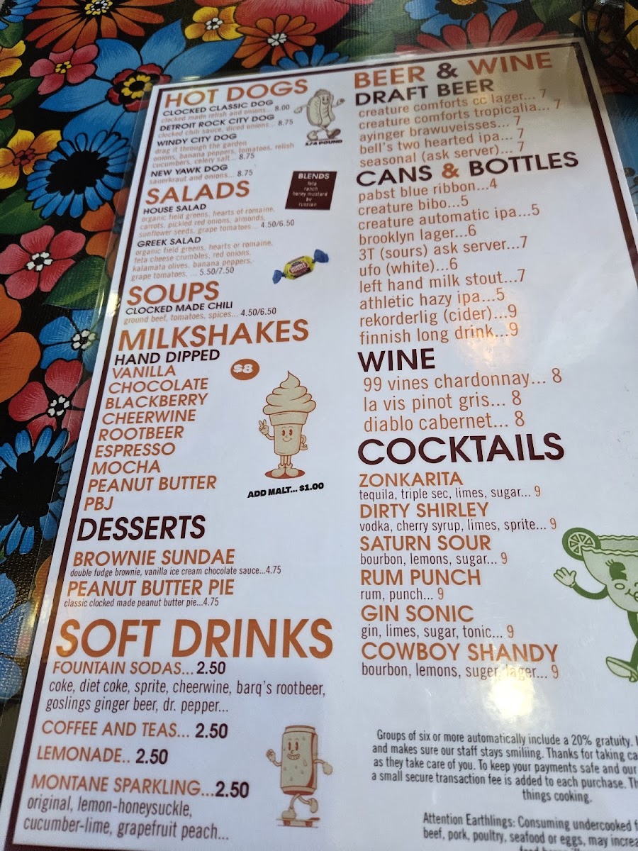 Menu Clocked!diner-10