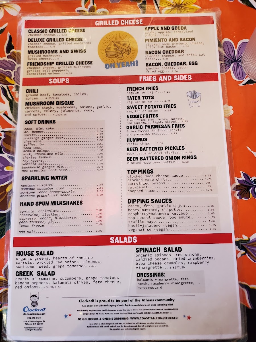 Menu Clocked!diner-3