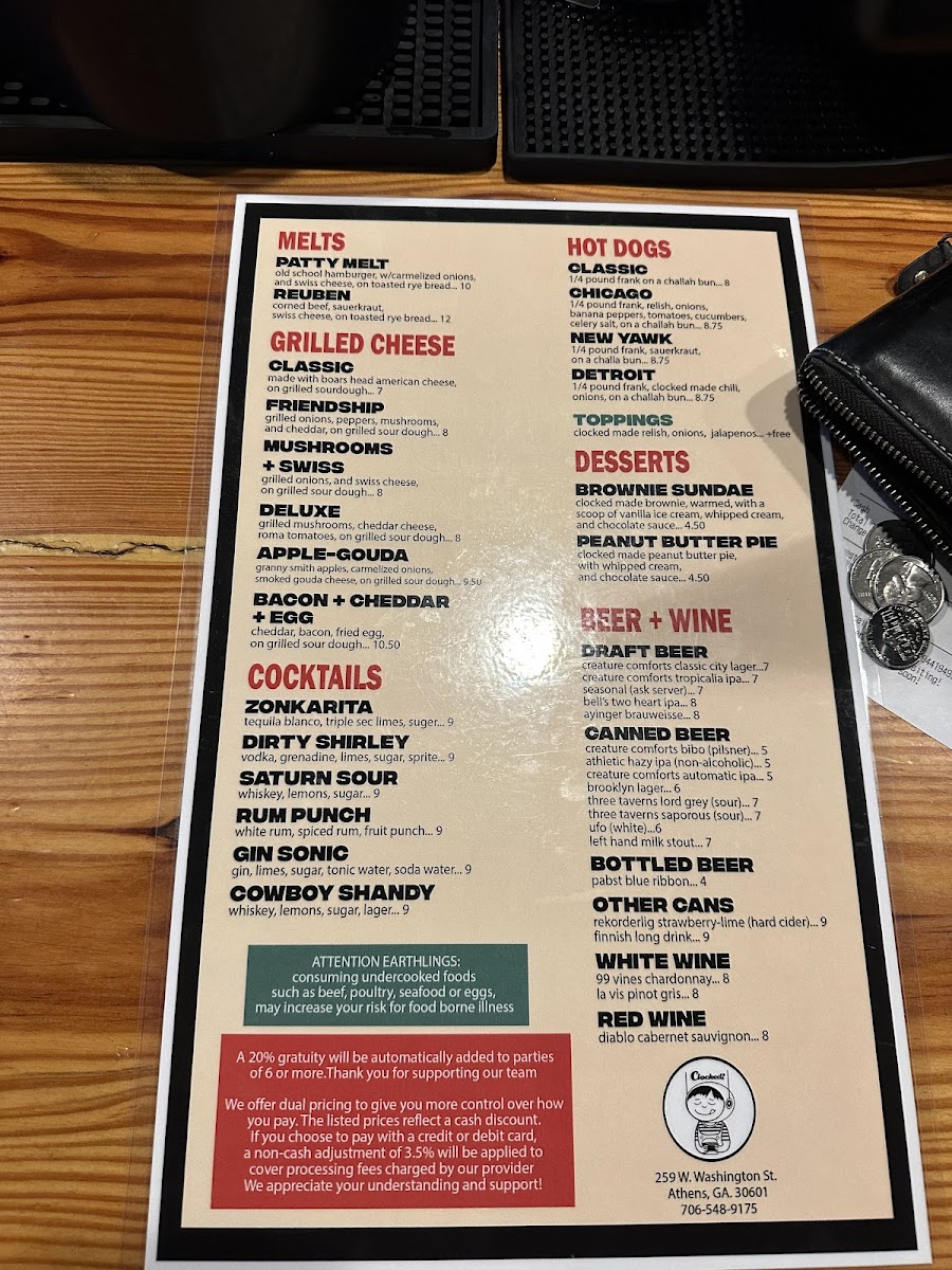 Menu Clocked!diner-8